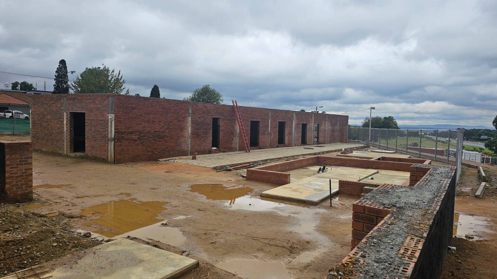 Completed block building shell