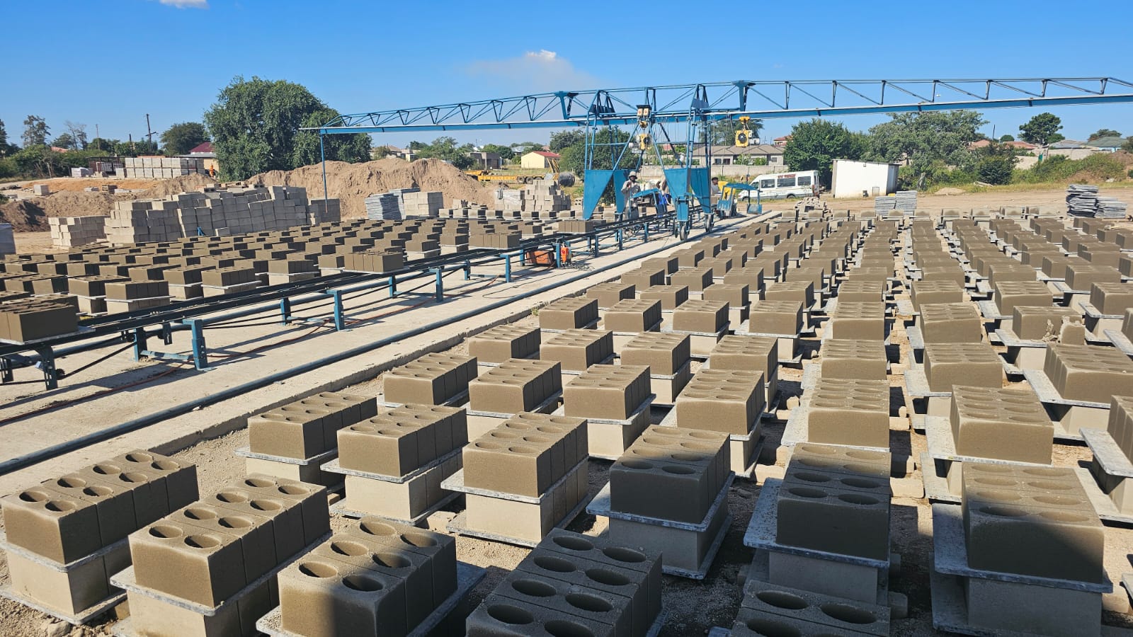 Aerial view of large block production yard