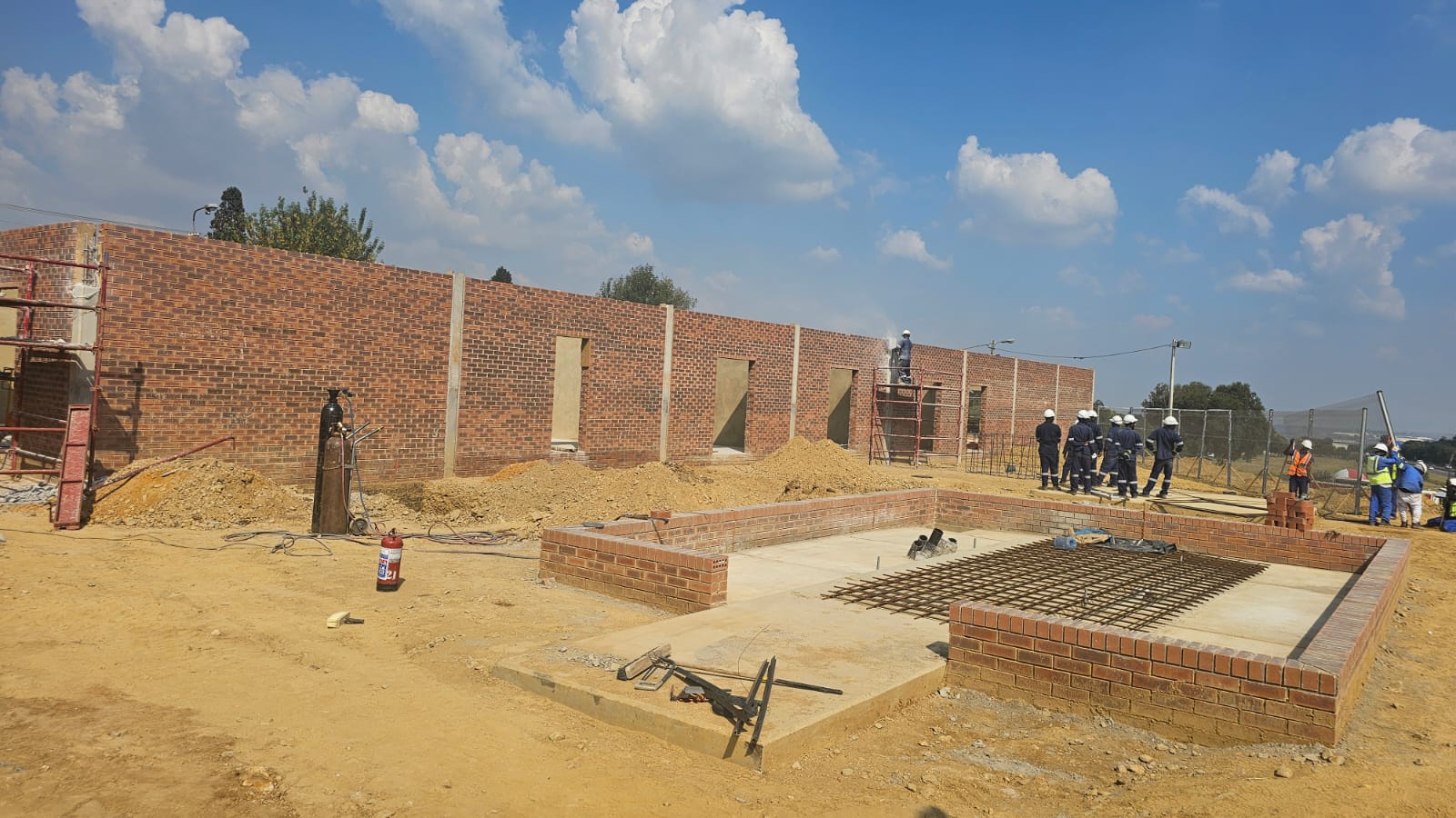 Wall construction in progress